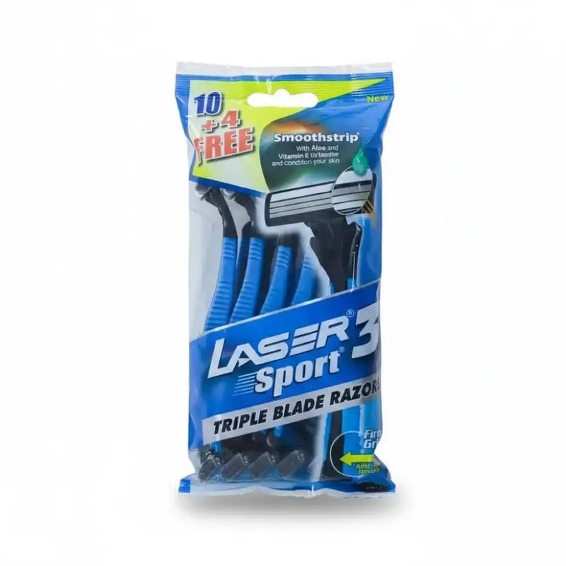 Laser Sport 3 Triple Blade Disposable Razors- 14pcs - Image 1